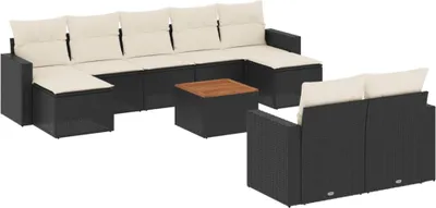 Produktbild von vidaXL 10-tlg. Garten-Sofagarnitur mit Kissen Schwarz Poly Rattan