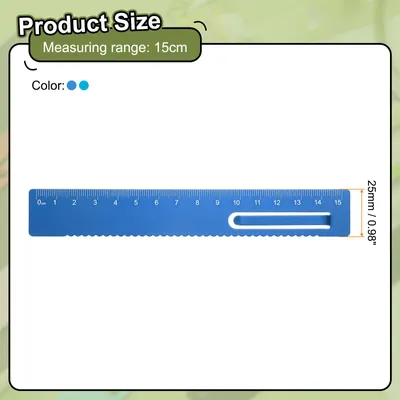 Produktbild von 2 Stš¹ck Gerade Lineal 15cm Metrisch Metalllineal Aluminiumlegierung Messen Lesezeichen Clip Lineal Skala Werkzeug fš¹r Messen Studium Lesen Klassenzimmer Bš¹ro, Blau/Dunkelblau