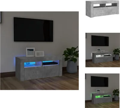 Image de vidaXL Armoire TV avec lampes LED gris béton 90x35x40 cm - Meuble TV