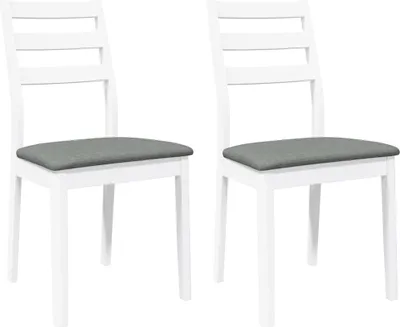 Image de vidaXL Chaises de salle à manger avec coussins 2 pcs. Blanc Bois massif Hévéa