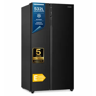 Zdjęcie produktu dla Heinner HSBS-HM532NFBKE++, Wolnostojący, Typ amerykański, Czarny, 2 drzw., Dotyk, LED