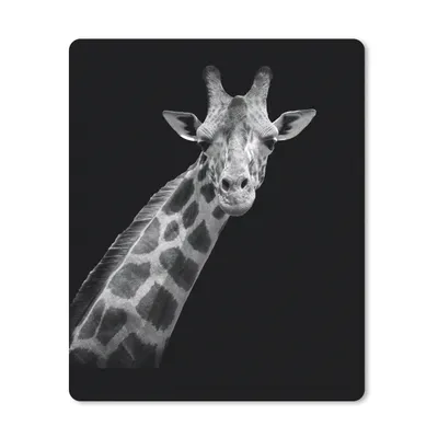 Produktbild von MuchoWow® Mauspad Mousepad Giraffe - Wildtiere - Schwarz-Weiß - Porträt 19x23 cm - Mousepads - Maus Mat - Pad - Mausunterlage - Mauspads - Spielen