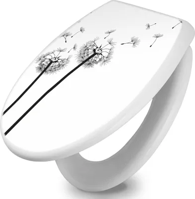 Produktbild von banjado Toilettendeckel mit Absenkautomatik 37,3x45x5cm -Pusteblume 2 - WC Brille Soft Close - hygienischer Toilettendeckel/Klodeckel Duroplast mit Edelstahl Scharnieren - einfache Montage [TDW 10361]