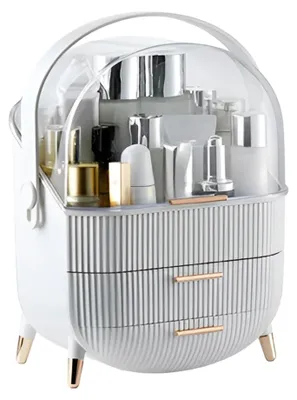 Immagine prodotto di Organizzatore per trucchi con maniglia e cassetti, ideale per cosmetici e gioielli