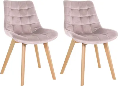 Produktbild von Set mit 2 Samtstühlen – Esszimmerstühle – langlebige Sitzgelegenheit, wartungsfreundlich | Farbe: Rosa