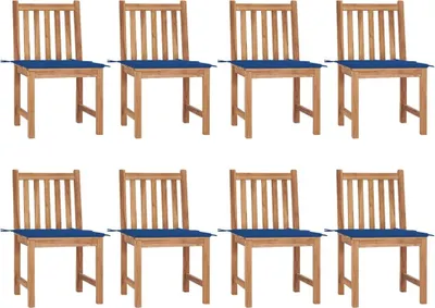Produktbild von Gartenstühle 8 Stk. mit Kissen Massivholz Teak