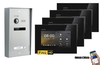 Produktbild von BALTER EVO-HD Aufputz Video Türsprechanlage 2-Draht BUS für 1-Familienhaus 4x 7" Touchscreen Monitor Silber-Schwarz-mit WiFi