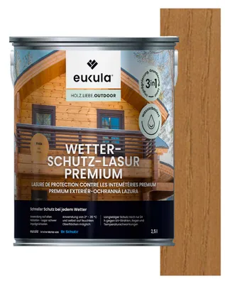 Produktbild von Eukula Wetterschutz-Lasur Premium, 2,5 Liter, Pinie