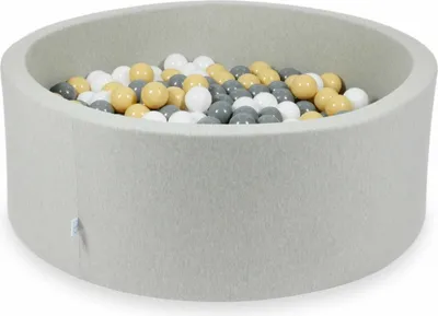 Produktbild von Bällebad 110x40cm hellgrau – Mit 500 Bällen / beige, grau, weiß