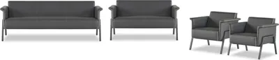 Produktbild von Dunkelgraue Arbeitszimmer Sessel Textil Sitzbank Dreisitzer 2-Sitzer