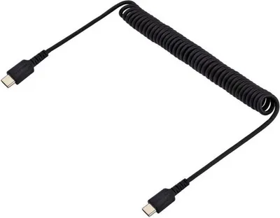 Produktbild von StarTech.com 1m USB-C-Schnellladekabel, Laden und Synchronisieren, 3A, USB 2.0, TPE-Mantel mit Aramidfaser - Robustes USB C Spiral Ladekabel, 1 m, USB B, USB C, USB 2.0, 0,48 Gbit/s, Schwarz