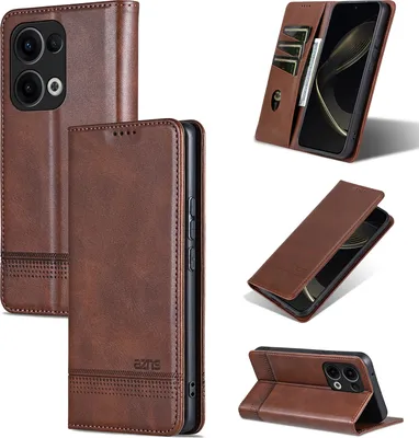Produktbild von Leder Hülle für Oppo Reno13, Klapphüllen Brieftasche Magnetverschluss Ständer Schutzhülle Kaffee