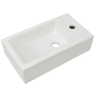 Obrázok produktu pre vidaXL Umývadlo obdĺžnikové s otvorom na batériu keramické biele 46x25,5x12 cm