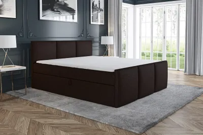 Produktbild von Boxspringbett RON 140 x 200 mit 2 Bettkästen, Bonell-Matratze und Topper. Farbe: Braun