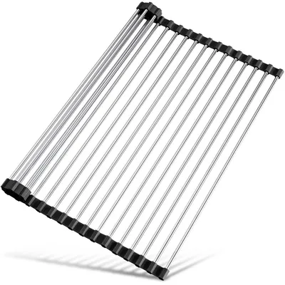 Produktbild von Abtropfgitter Abtropfständer - Edelstahl - 45 x 32 cm - Schwarz - Faltbar