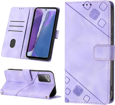 Produktbild von Hülle für Samsung Galaxy Note 20 Prägung Flip Leder Brieftasche Schutzhülle mit Ständer Lila