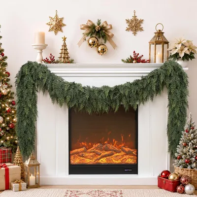 Künstliche Weihnachtsgirlande 2,7 m, Kunstgrün, für Kamin & Fenster