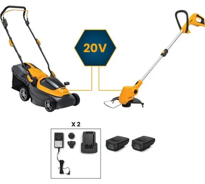 Zdjęcie produktu dla Zestaw kosiarki akumulatorowej STIGA Collector 136e | Zestaw 2 w 1 | Podkaszarka do trawy + kosiarka | W zestawie 2 akumulatory 20 V