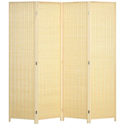 Image de HOMCOM Paravent interieur en bois 4 panneaux 180 x 180 cm séparateur de pièce pliable cloison de séparation pour salon chambre à coucher maison, bois naturel