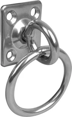 Produktbild von Augenplatte mit Drehgelenk und Ring. 33x38x6mm. RVS AISI 316. 4 Loch