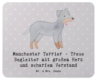 Produktbild von Mr. & Mrs. Panda Mouse Pad Manchester Terrier Begleiter - Grau Pastell - Geschenk, Hunde, Hunderassen, Hunderasse, Pflege, treuer, eleganter Hund, mausteppich, mousematte