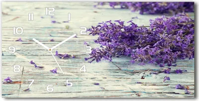 Produktbild von Wanduhr aus Glas – 60x30 cm - Glasbild - Glasuhr - Gehärtetes Glas - weisse-zeiger - Lavendel