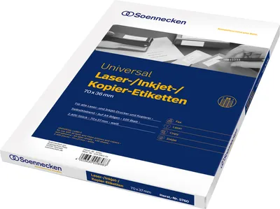 Produktbild von Soennecken Etikett 5760 70x37mm weiß 2.400 St./Pack.
