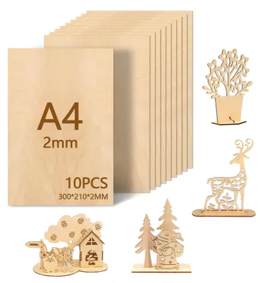 Immagine prodotto di 10 pannelli di compensato di tiglio, dimensioni 300x210x2 mm - Ideali per progetti fai-da-te