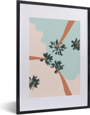 Produktbild von MuchoWow® Gerahmtes Poster Sommer - Palmen - Pastell 30x40 cm - Poster mit Schwarzem Bilderrahmen Wandposter Rahmen Foto Bilder - Wandposter Schlafzimmer