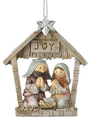 Holz-Krippe Joy Geburt Jesu, 7 x 8,5 x 2,5 cm, Weihnachtsdeko