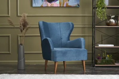 Produktbild von Hanah Home, Karina - Blue, Ohrensessel, Blau, Samt, 19 x 5 x 21 cm