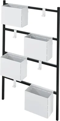 Produktbild von LEVIRA Wandkorb Pflanzenregal 53x87 cm Schwarz Weiß – Blumenständer Metall