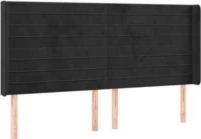 Produktbild von vidaXL Kopfteil mit Ohren Schwarz 183x16x118/128 cm Samt
