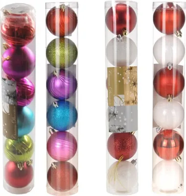 Produktbild von 6 tlg. Weihnachtskugeln Set Baumschmuck 6cm Deko Christbaum Tannenbaum Kugeln, Farbe:bunt