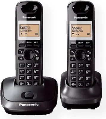 Image de Panasonic | Sans fil | KX-TG2512FXT | Ecran intégré | Identification de l'appelant | Noir | Conférence téléphonique | Capacité du répertoire de 50 entrées | Haut-parleur | Connexion sans fil