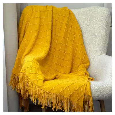 Produktbild von Wohndecke Neria mit Fransen 130x170 cm (Gelb)