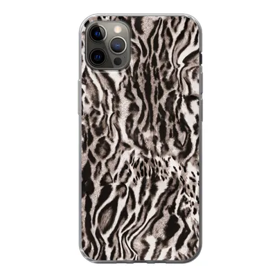 Produktbild von MuchoWow® Handyhülle Schutzhülle Hülle für iPhone 12 Pro Max Pantherdruck - Formen - Schwarz - Braun Silikon Softcase Handy Hülle - Hartschale