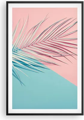 Produktbild von Gerahmtes Poster - Schwarzer Rahmen - Blatt Rosa Türkis - 61x91,5 cm - Wand Bild - Wanddeko - Wandbilder - Kunstposter - Wandposter - Bilderrahmen - Bilder - Kunstdruck - P2BPA61x91-4421