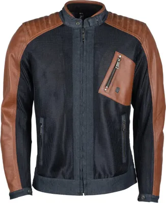 Image de Veste en cuir/textile Helstons Colt Air pour moto, marron/bleu, S