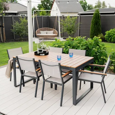 Produktbild von HOME DELUXE Gartentisch SIERA – 160 x 90 cm aus robustem Aluminium | Gartenmöbel, Gartengarnitur, Balkontisch