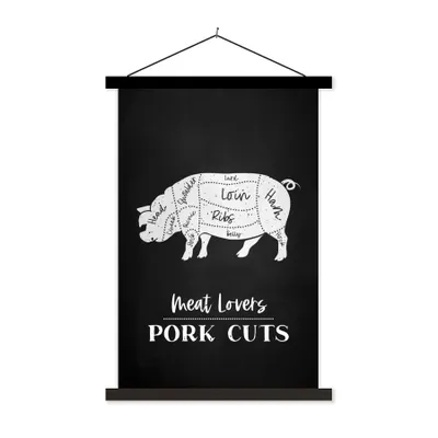 Produktbild von MuchoWow® Textilposter Fleisch - Schwein - Fleischer 60x90 cm mit schwarzem Rahmen - Poster Wohnzimmer