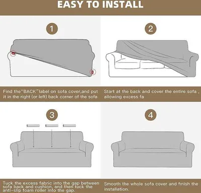 Produktbild von Unyqoos® Stretch-Sofahusse 4‑Sitzer – elastischer Jacquard‑Sofabezug (96% Polyester, 4% Elasthan), universal mit Armlehnen‑Schutz, kratzfest, Bordeaux