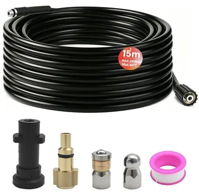 Rohrreinigungsset 15 m, 180 bar, 2 Düsen, für K2-K7
