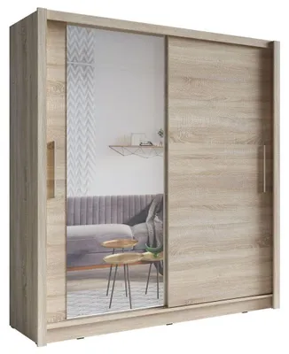 Produktbild von Masseno Schiebetürenschrank FRISKA 204,4/214,4/62cm 2-türig mit Spiegel Sonoma Eiche