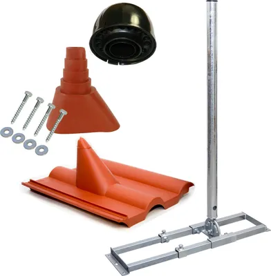 Produktbild von PremiumX PROFI X100-48K SAT Dachsparrenhalter Frankfurter Pfanne rot Mastkappe
