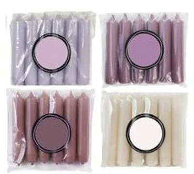 Cactula kurze Stabkerzen – Lavender Mauve Grape Blush – 24 Stück – 12 cm – Ø 2,1 cm