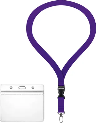 Produktbild von Ausweishülle ZIP Ausweis Halter wasserdicht komplett mit Lanyard LILA 2 cm inkl. Schlüsselband mit security clip Kartenhalter für 1-2 Ausweise Karten