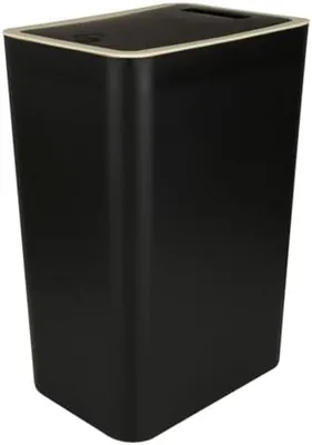 Productafbeelding van PromoHome® Vuilnisbak van 12 liter met opklapdeksel – Zwarte afvalbak voor keuken en badkamer