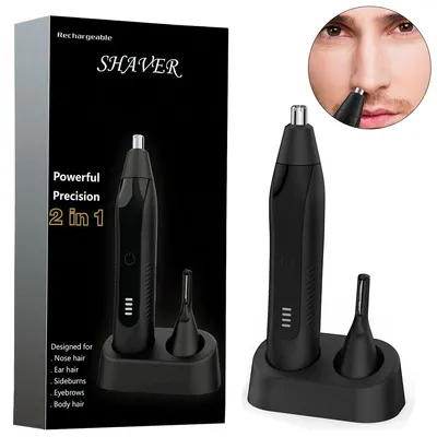Produktbild von Nasenhaartrimmer, Wiederaufladbar Nasenhaarschneider 2 in 1 Set,Ohrhaarschneider mit Doppelschneideklingen Professioneller schmerzfreier Augenbrauen