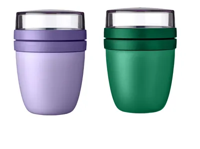Produktbild von Mepal - Lunchpot Ellipse Mixed - Vivid Green + Vivid Lilac – 500ml praktischer Reisebecher, Joghurtbecher, To go Becher – Geeignet für Tiefkühler, Mikrowelle und Spülmaschine, 700 ml
